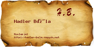 Hadler Béla névjegykártya
